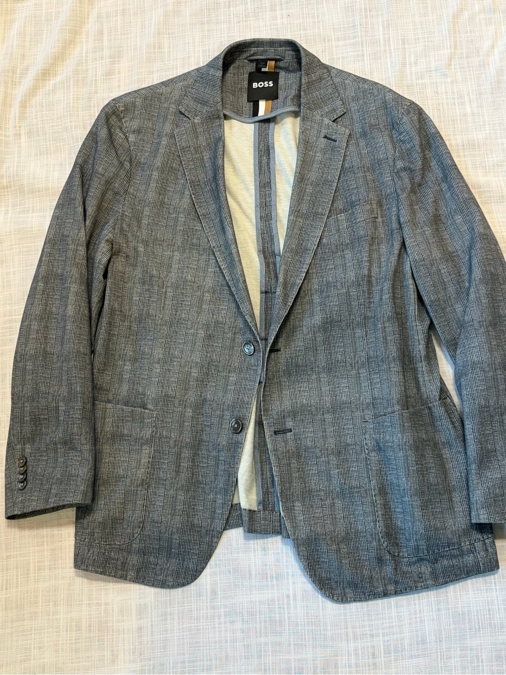Hugo Boss sweater jacket gray check 42r